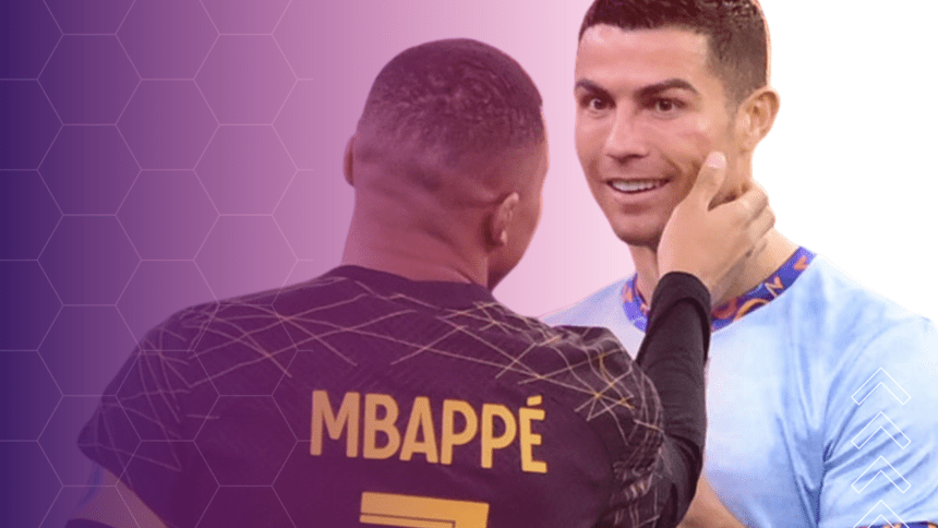 Kylian Mbappe examines Cristiano Ronaldo's big face bruise after shattering strike.