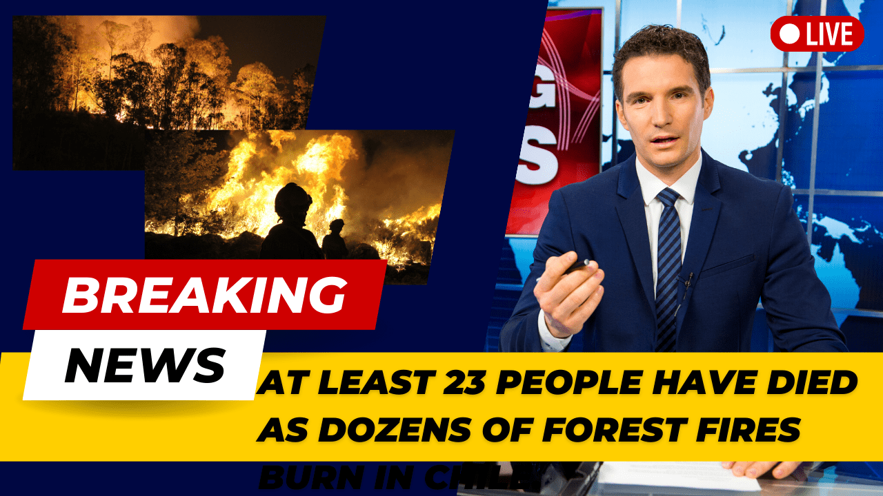 At least 23 people have died as dozens of forest fires burn in Chile.