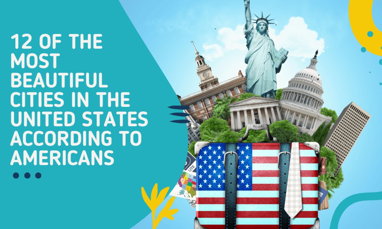 Beautiful American city landscape view at sunset.