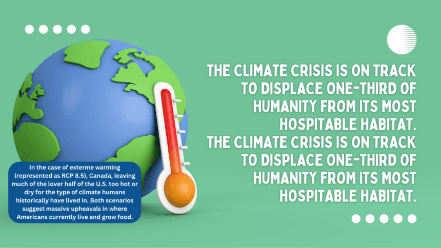 The climate crisis is on track to displace one-third of humanity from its most hospitable habitat.