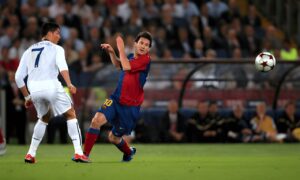Top UEFA Champions League goal-scorer celebrating after scoring a goal