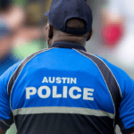 A member of the Austin, Texas police branch stands watch throughout the Gold Cup.