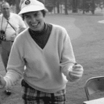 On July 28, 1969, at Kiamesha Lake, New York, Betsy Rawls came from behind to win the $36,000 Ladies Professional Golfers' Association competition. She was smiling after the round.