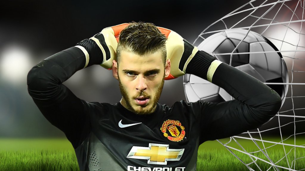 David De Gea, Manchester United goalkeeper, in action during a match.