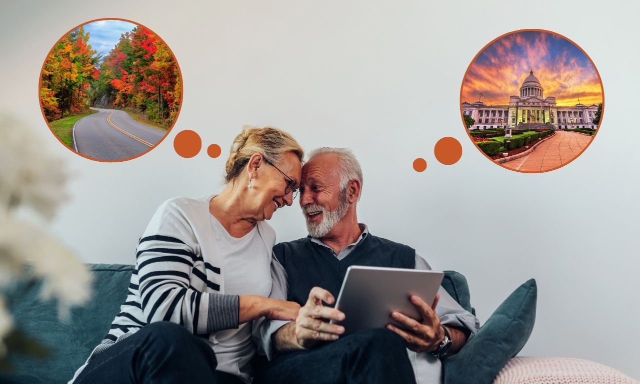 Relaxing coastal retirement town with palm trees and calm scenery.