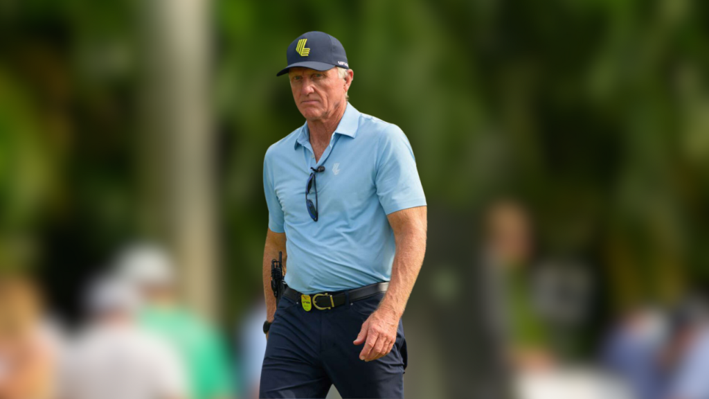 At the 2023 LIV Golf Invitational - Miami event, Greg Norman can be seen.