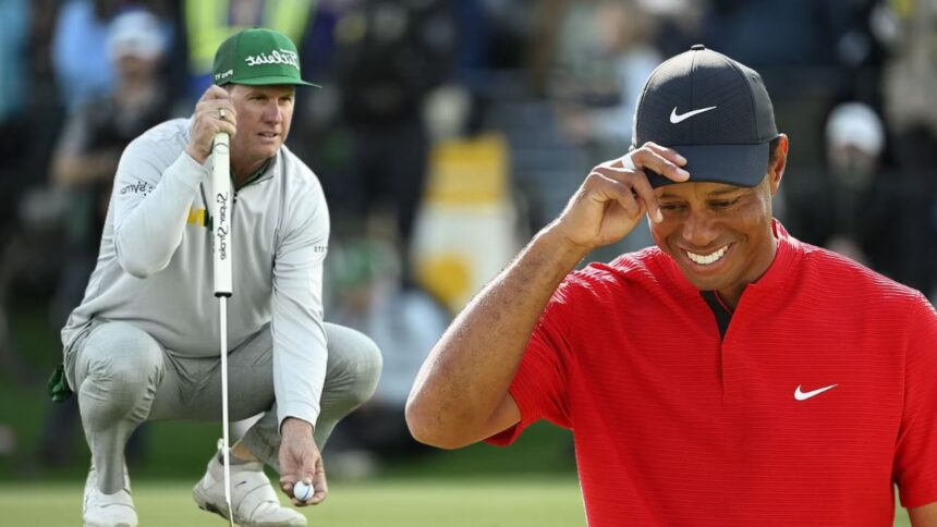 Tiger Woods makes fun of Charley Hoffman at Riviera after coming in second place at the WM Phoenix Open. He says, "Good job, old man."