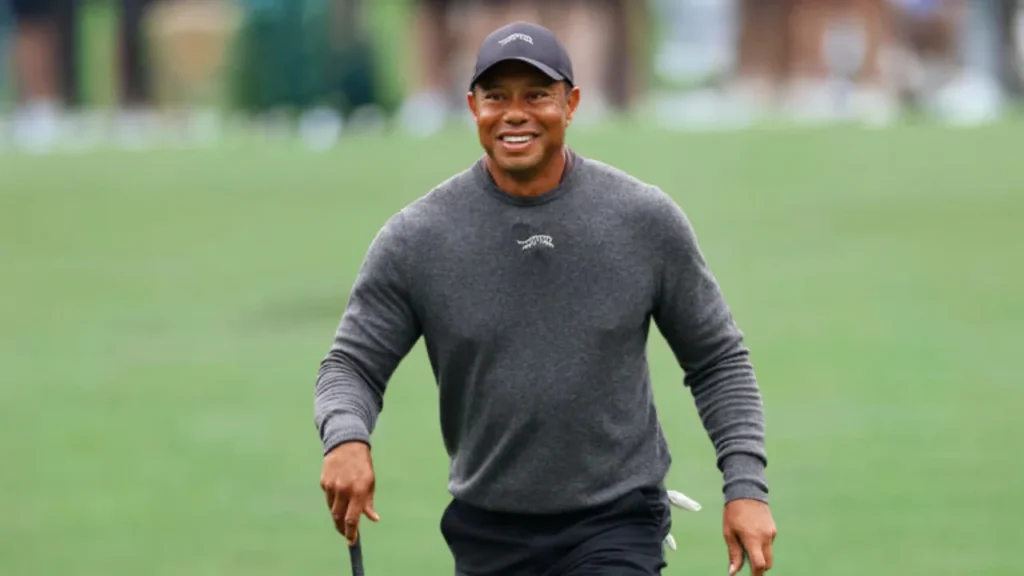Tiger Woods on the eighth hole during a prep round for the 2024 Masters.
