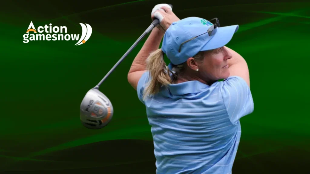 Portrait of Betsy King, a legendary female golfer known for her numerous LPGA Tour victories and contributions to women's golf.
