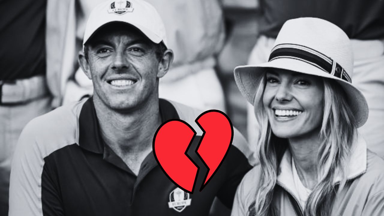 Headline image for an article discussing Rory McIlroy's divorce from his wife, featuring a somber tone reflecting the nature of the news.