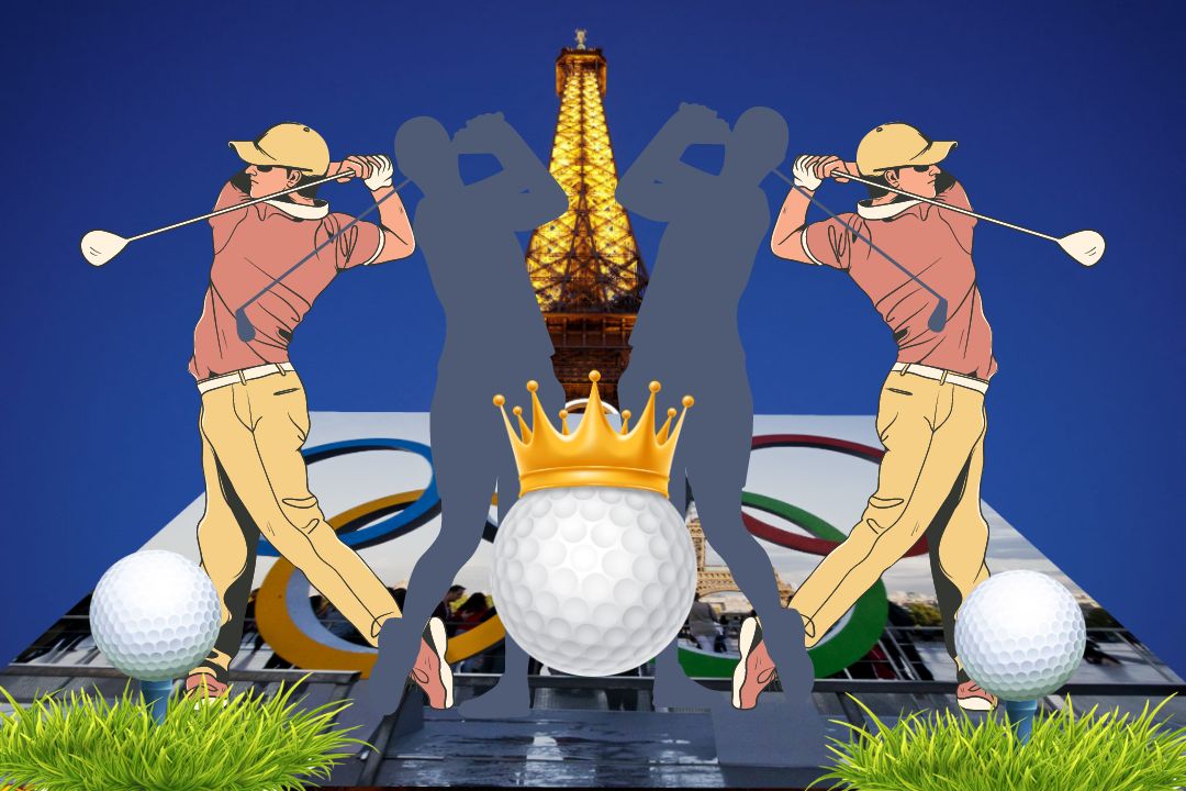 Two golfers, Fabrizio Zanotti and Ines Laklalech, carrying their respective country's flags at the Olympics Opening Ceremony.