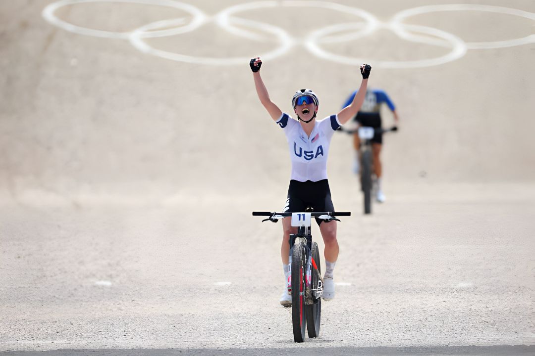 American mountain biker Haley Batten claims silver and faces a punishment she didn't expect. ( Image: Getty Images)