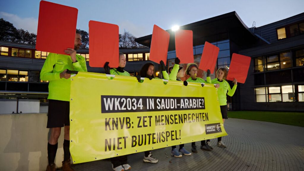 Human Rights Watch Report on Saudi Arabia's 2034 World Cup Bid highlighting concerns over human rights issues.