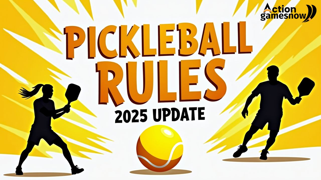 Pickleball Basic Rules Summary 2025 Update – players serving and scoring on court.