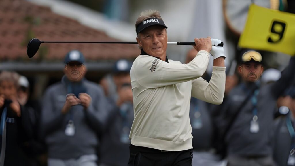 Bernhard Langer celebrating a victory on the PGA Tour Champions, showcasing his remarkable career.