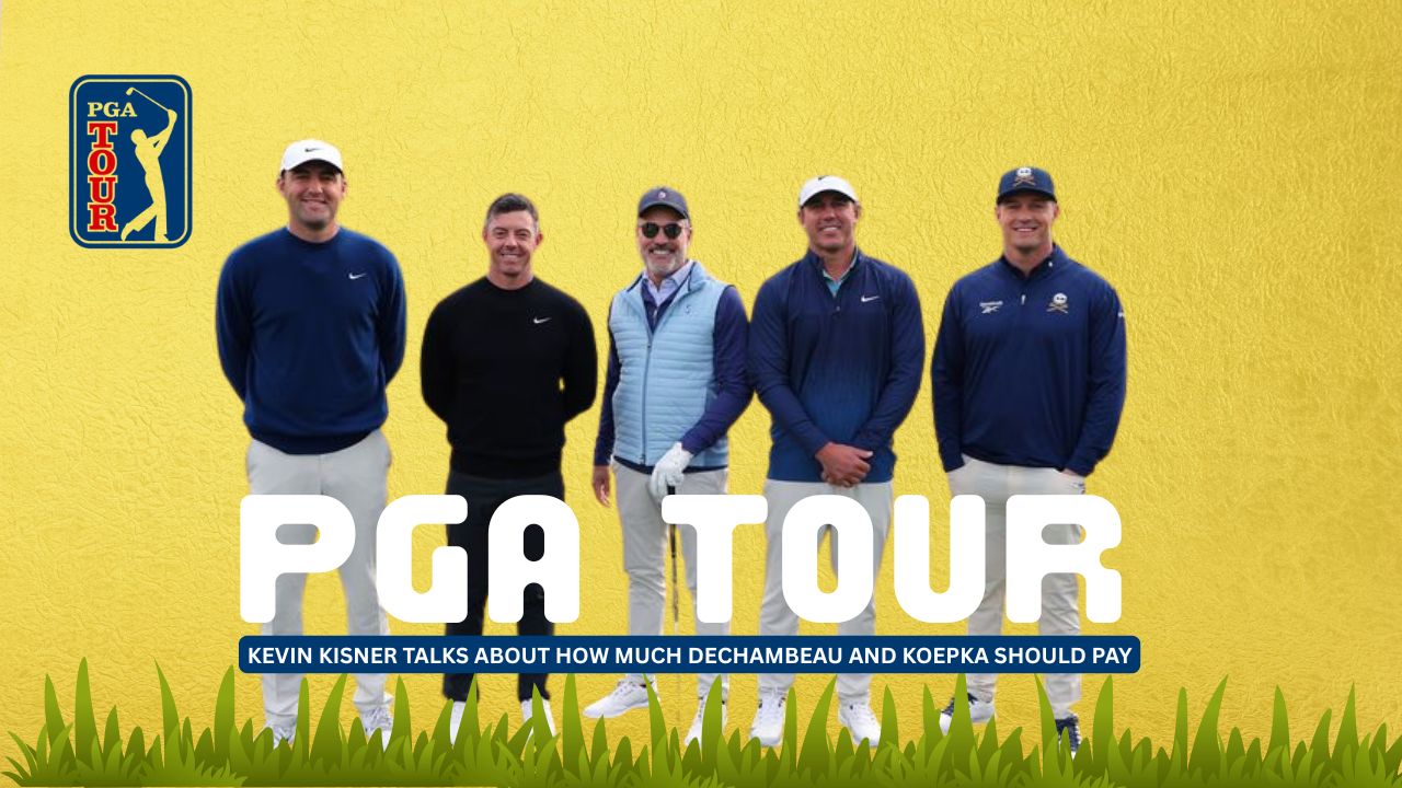 Kevin Kisner speaking during a golf press conference while discussing PGA Tour and LIV Golf players.