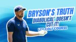 Bryson DeChambeau reacts during the final round at LIV Golf Mexico City, describing the course as "diabolical" due to its challenging conditions.