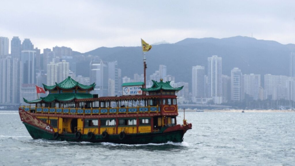 Beautiful skyline of Hong Kong featuring skyscrapers and Victoria Harbour.