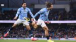 Jack Grealish celebrates scoring his first league goal in 16 months for Manchester City.