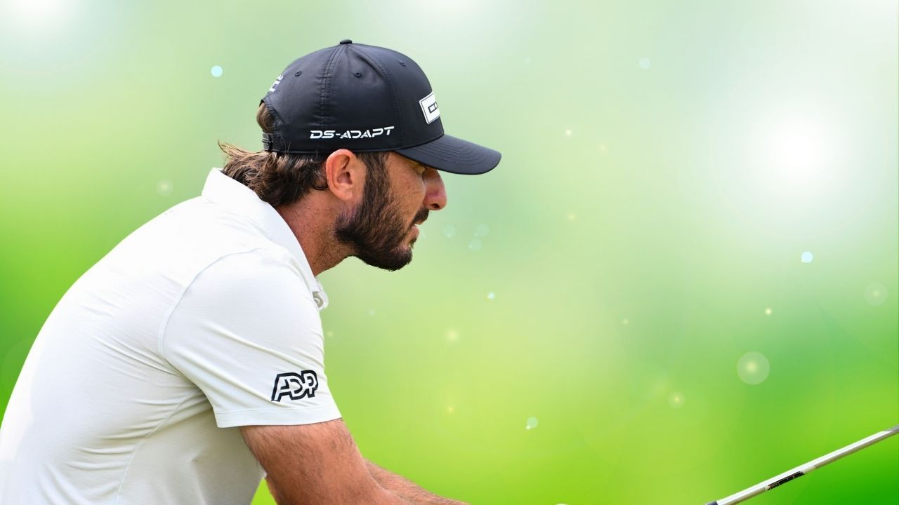 Max Homa celebrates after a historic round, placing himself in strong contention for the PGA Championship title.