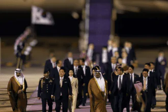 Grand Welcome President Yoon's Arrival in Riyadh with Saudi Fighter Jet Escort.