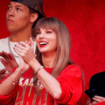 KANSAS CITY, MISSOURI – OCTOBER 22 Taylor Swift and Brittany Mahomes react at some point of a recreation between the Los Angeles Chargers and Kansas City Chiefs at GEHA Field at Arrowhead Stadium on October 22, 2023 in Kansas City, Missouri.