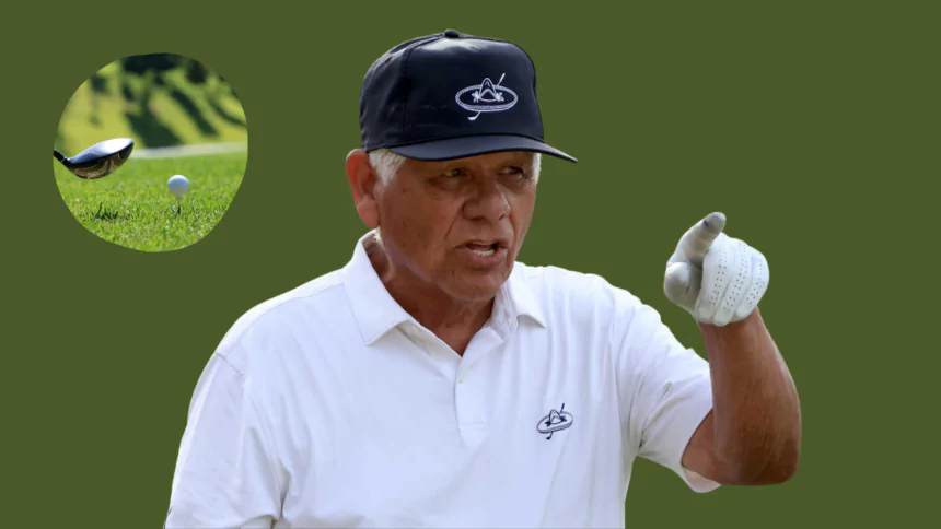 Lee Trevino shows you how to hit the golf ball fairly well.